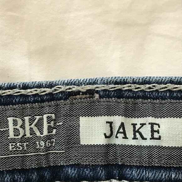 BKE Jake Straight Leg Jeans Men 32x33 Blue Low Rise Stretch Thick Stitch 18028 - Picture 3 of 14